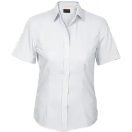 White Basic Poly Cotton Blouse Short Sleeve Ladies
